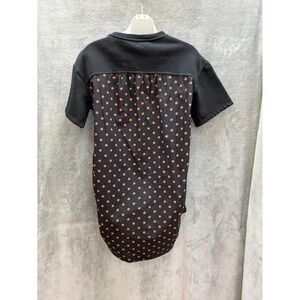 Zara Sweatshirt Womens Small Mixed Media Orange Polka Dot Panel Back Contrast